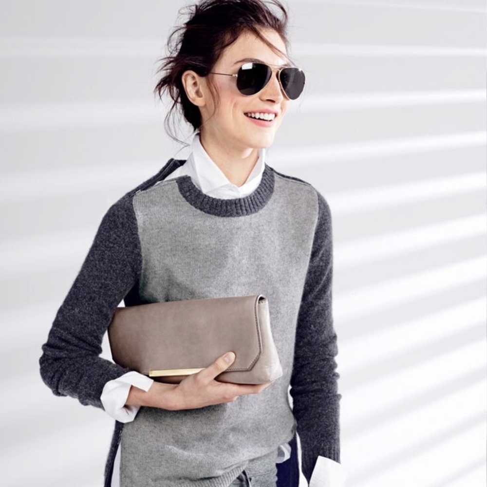 JCrew Side Button Colorblock Sweater Elbow… - Picture 7 of 7